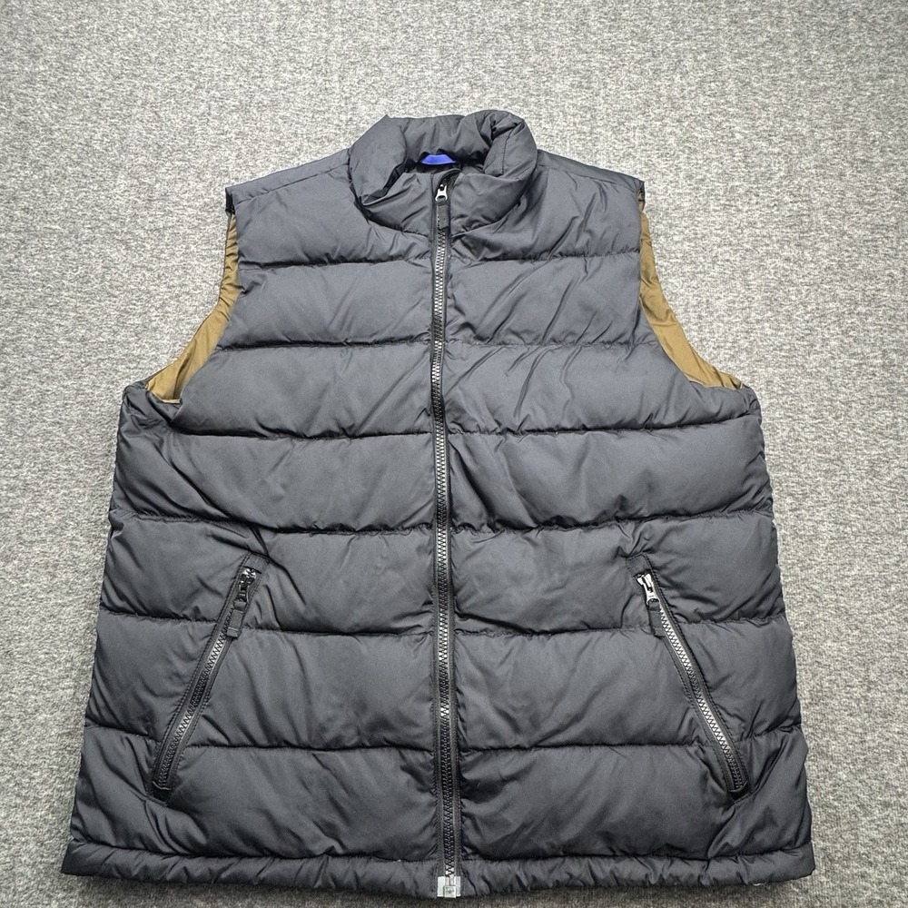 Land's End Men's Goose Down Puffer Vest Black Size L 42-44 Pockets Full Zip